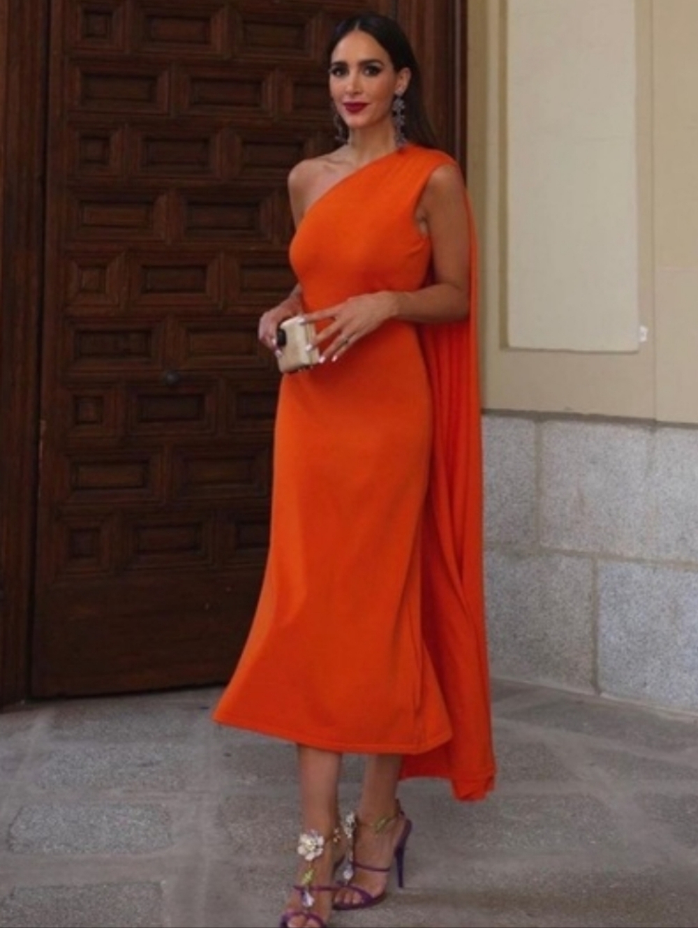 ZARA LONG KNIT CAPE DRESS ORANGE SIZE M - Picture 13 of 15